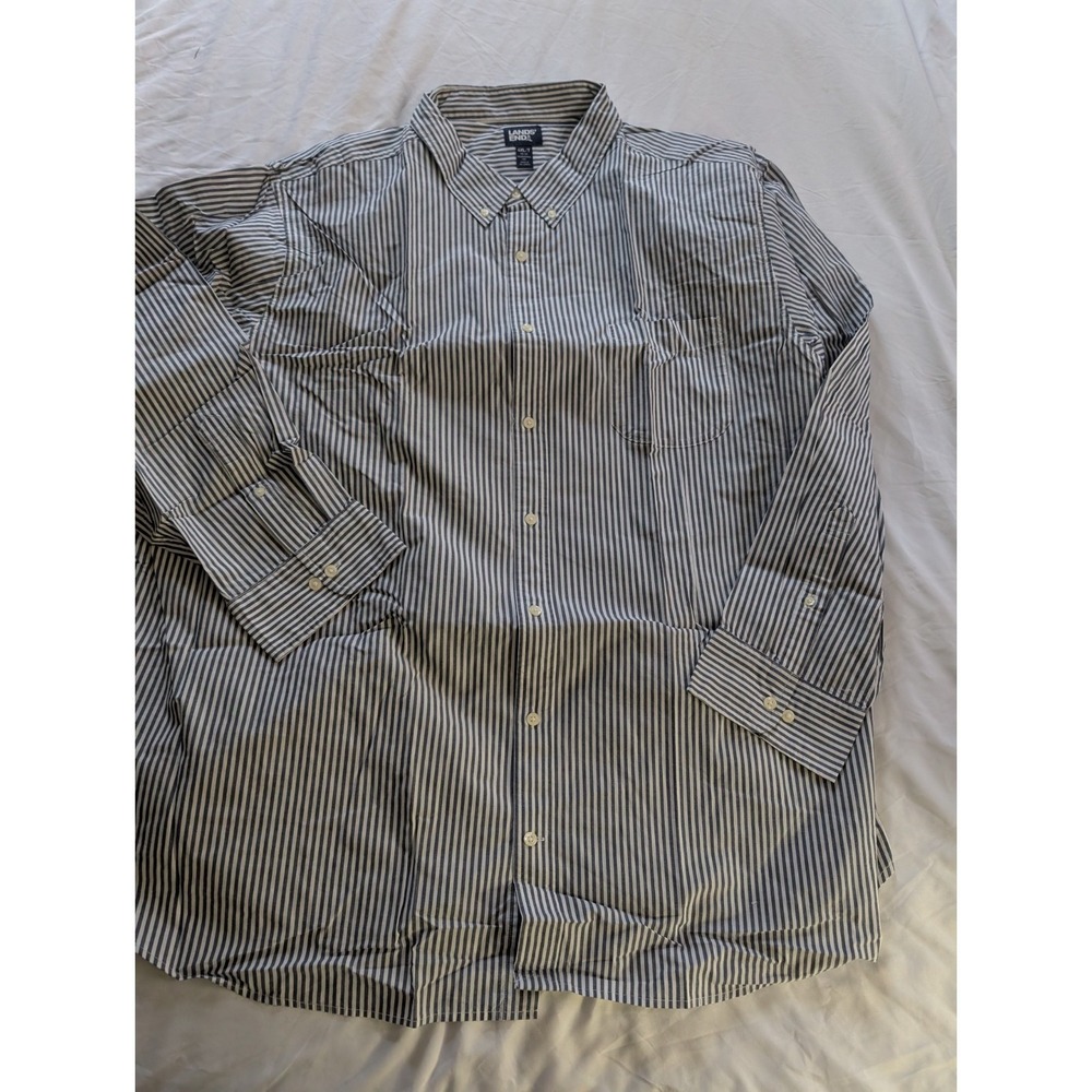 NWOT Lands End Mens 4XL Tall Purple Striped Long Sleeve Button Up Dress Shirt
